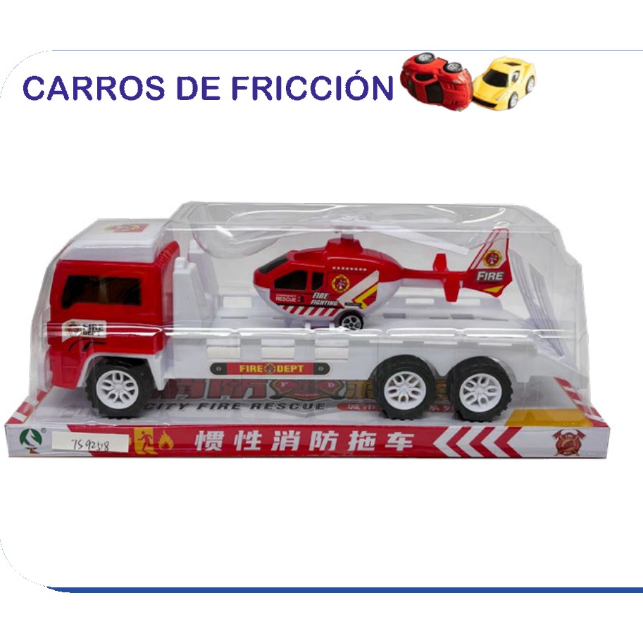 [EB-TS92518] Camión Rescate Fire con Helicóptero Fricción | EB-TS92518 | Caja x96 pzas