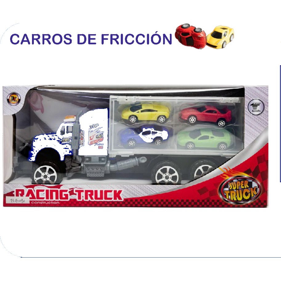 [EB-TS92090] Camión Transportador de Autos Fricción Racing Truck 2 Colores | EB-TS92090 | Caja x60 pzas