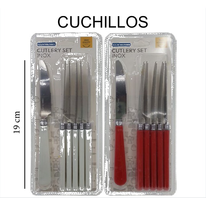 [EB-KC50126] Set 6 Cuchillos de Mesa Acero Inox 19 cm Blister KC50126 — Caja 144 pzas