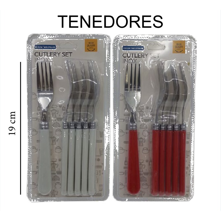 [EB-KC50128] Set 6 Tenedores de Mesa Acero Inox 19 cm Blister KC50128 — Caja 144 pzas