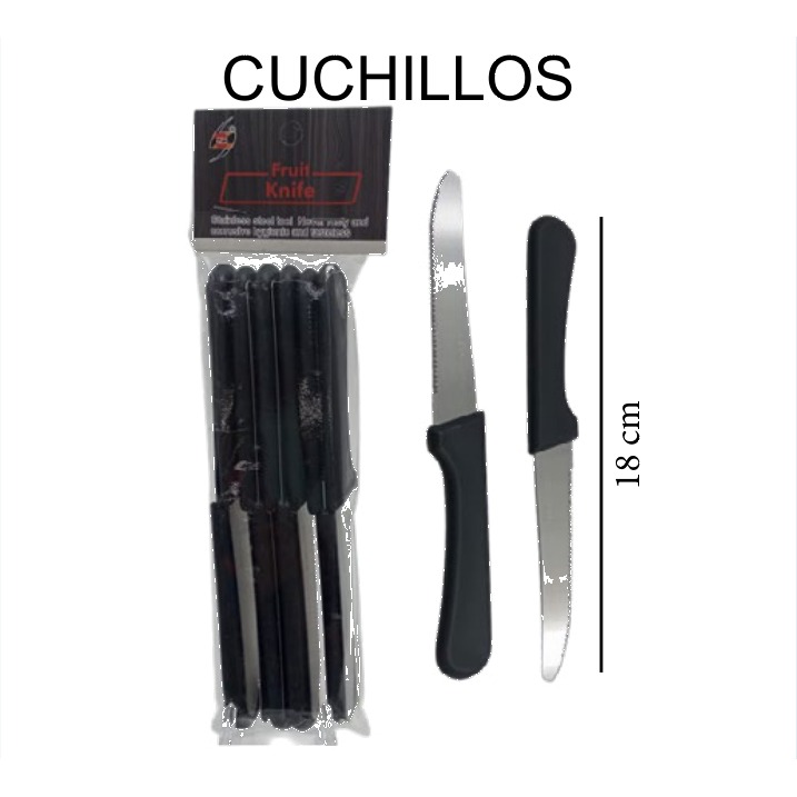 [EB-KC50147] Set 12 Cuchillos Sierra Acero Inox 18 cm Bolsa KC50147 — Caja 120 pzas