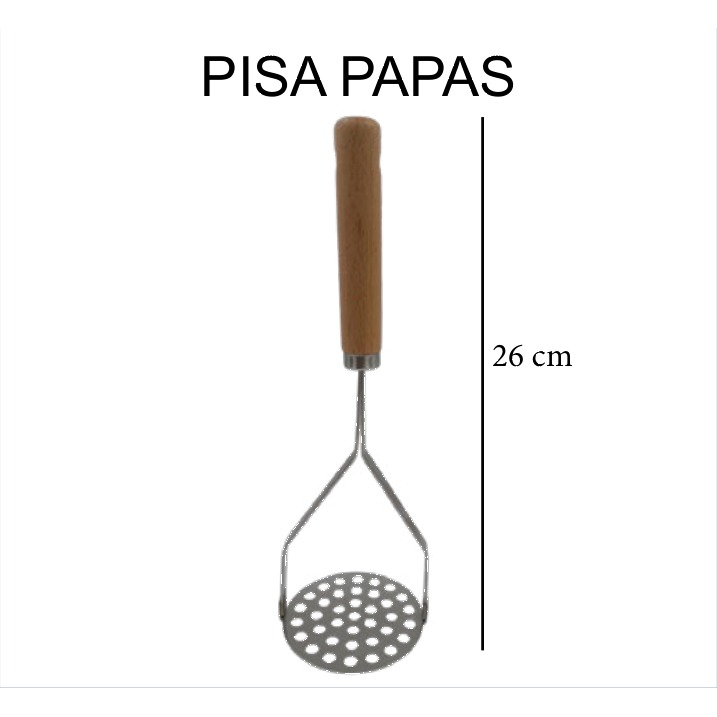 [EB-KC50134] Pisapapas Acero Inox Mango Madera 26 cm KC50134 — Caja 288 pzas