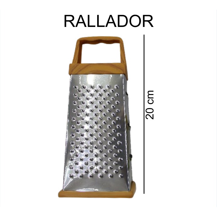 [EB-KC50087] Rallador Cuadrado 4 Caras Acero Inox Mango Madera 20 cm KC50087 — Caja 96
