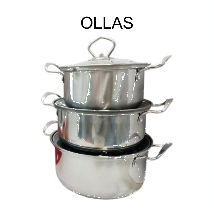 [EB-KC49579] Set 3 Ollas Acero Inox 16, 18 y 20 cm KC49579 — Caja 24 pzas