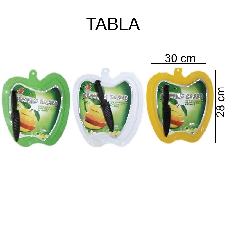 [EB-KC48971] Tabla para Cortar Plástico Diseño Manzana 30x28 cm KC48971 — Caja 48 pzas