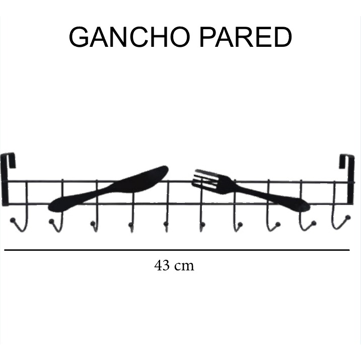 [EB-HW62393] Organizador de Pared Metal 10 Ganchos para Cocina 43x10 cm HW62393 — Caja 240