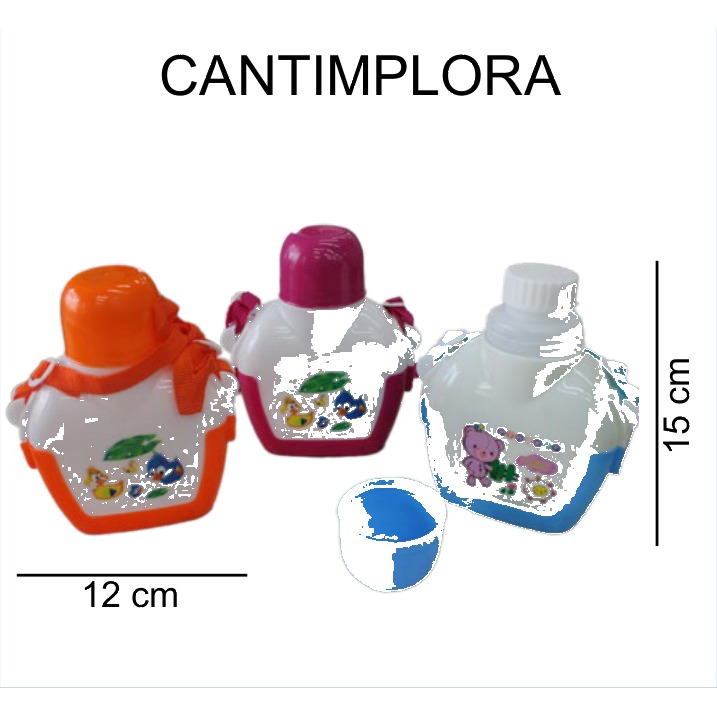 [EB-HW61887] Cantimplora Infantil Plástico 3 Colores 12x15x6 cm HW61887 — Caja 120 pzas