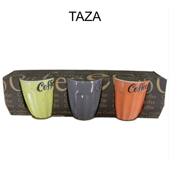 [EB-HW61804] Set 3 Tazas Espresso Cerámica 100 ml Colores Surtidos HW61804 — Caja 24