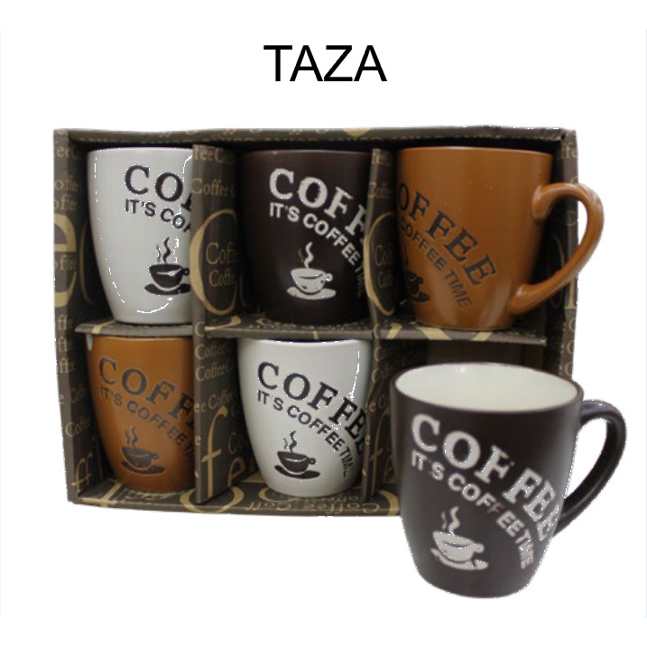 [EB-HW61805] Set 6 Tazas Café Cerámica 110 ml Colores Surtidos HW61805 — Caja 16 pzas