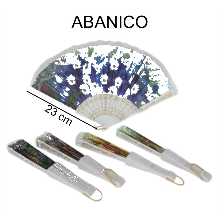 [EB-TY362688] Abanico de Tela Estampado Flores 23 cm con Estuche TY362688 — Caja 600 pzas