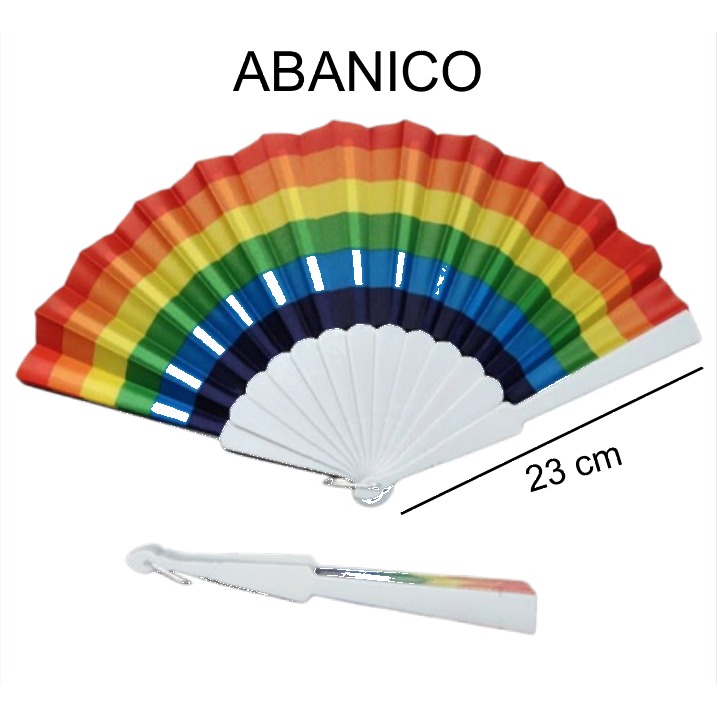 [EB-TY362684] Abanico Arcoíris Tela Varilla Plástica 23 cm TY362684 — Caja 600 pzas