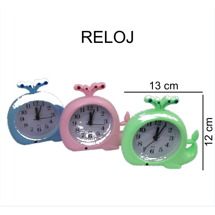 [EB-EP31178] Reloj de Mesa Diseño Ballenas Infantil 13x12 cm EP31178 — Caja 100 pzas