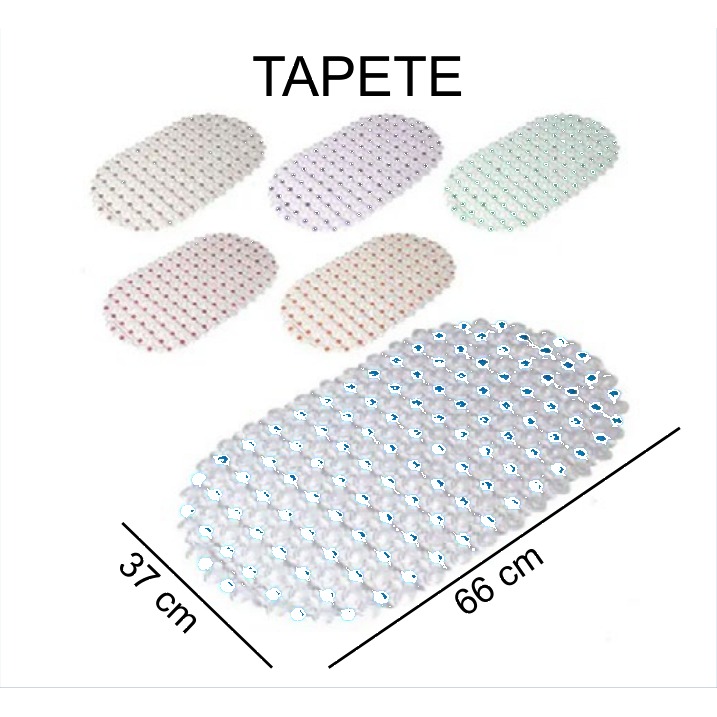 [EB-BA7117] Tapete Antiderrapante de Baño Plástico Ovalado 37x66 cm BA7117 — Caja 100