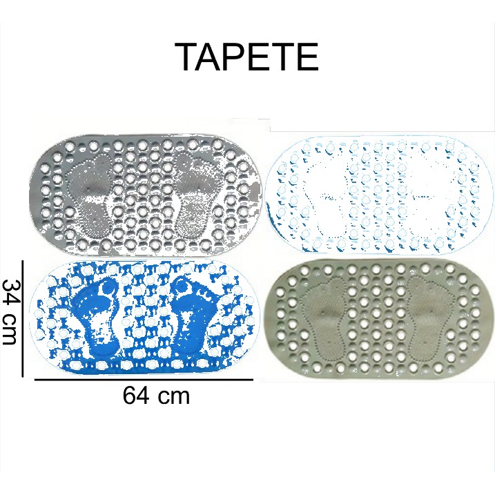 [EB-BA7226] Tapete Antiderrapante Baño Diseño Pies Azul-Gris 34x64 cm BA7226 — Caja 60