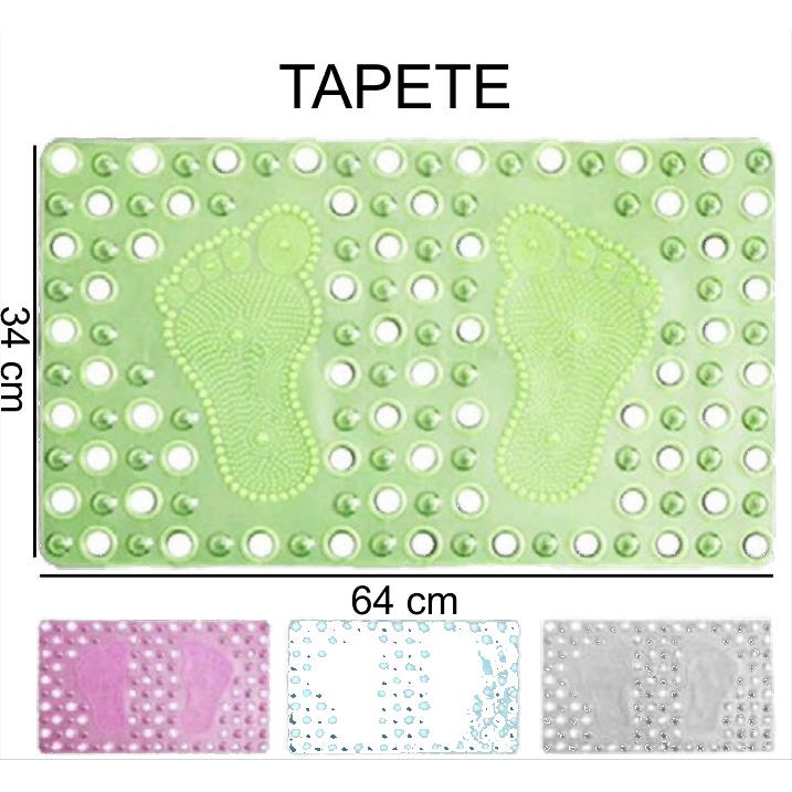 [EB-BA7222] Tapete Antiderrapante Baño Plástico Verde 34x64 cm BA7222 — Caja 60 pzas