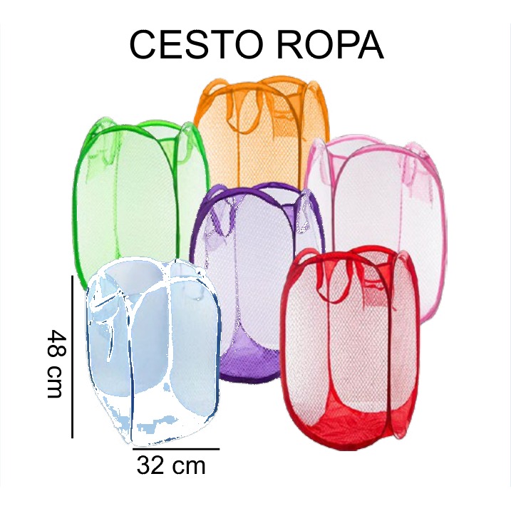 [EB-HW62168] Cesto Ropa Sucia Plegable Malla Colores 32x48 cm HW62168 — Caja 120 pzas