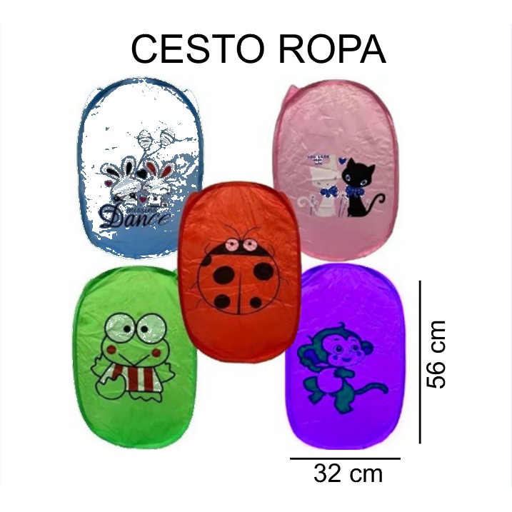 [EB-HW62114] Cesto Ropa Sucia Diseño Animado Tela 32x56 cm HW62114 — Caja 120 pzas