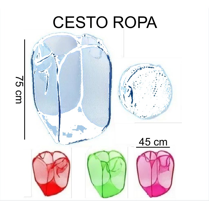 [EB-HW62171] Cesto Ropa Sucia Plegable Malla XXL 45x75 cm HW62171 — Caja 120 pzas