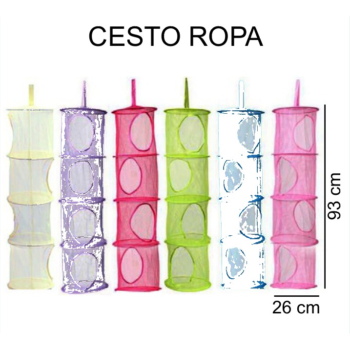 [EB-HW62172] Cesto Ropa 4 Divisiones Plegable Malla 26x93 cm HW62172 — Caja 120 pzas