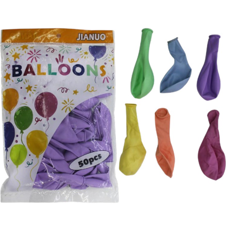 [EB-PT12231] Globo Pastel Látex 9" Surtido 50 pzas para Fiestas — Caja x200