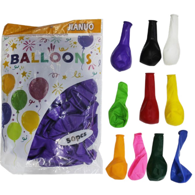 [EB-PT12227] Globo Mate Liso Látex 9" Surtido 50 pzas para Eventos — Caja x200