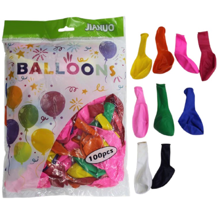 [EB-PT12228] Globo Mate Liso Látex 9" 100 pzas Colores Mezclados — Caja x150