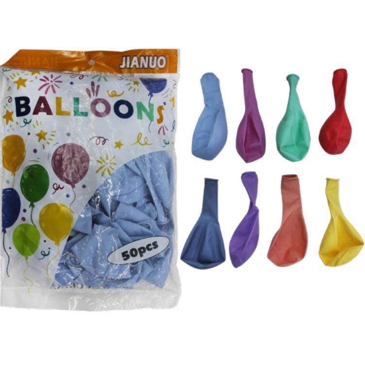 [EB-PT12233] Globo Pastel Látex 12" Colores Surtidos 50 pzas para Bodas — Caja x200