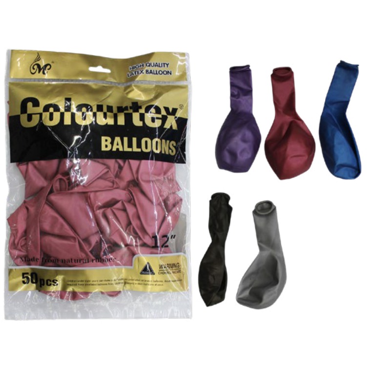 [EB-PT12220] Globo Metálico Látex 12" Color Surtido 50 pzas para Eventos — Caja x150