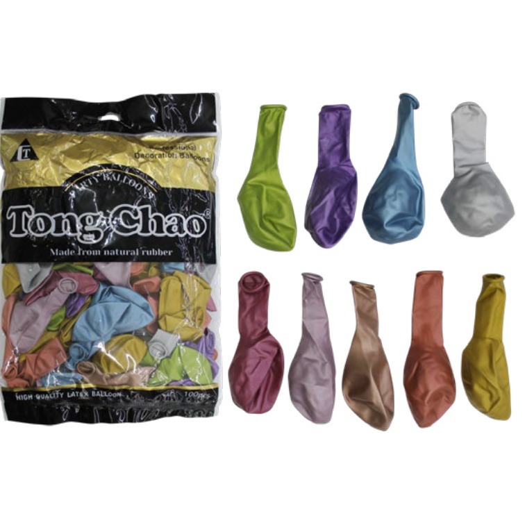 [EB-PT12221] Globo Metálico Látex 10" 100 pzas Colores Mezclados — Caja x100