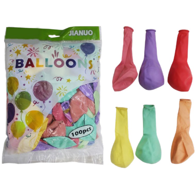 [EB-PT12234] Globo Pastel Látex 12" 100 pzas Colores Mezclados para Bodas — Caja x100
