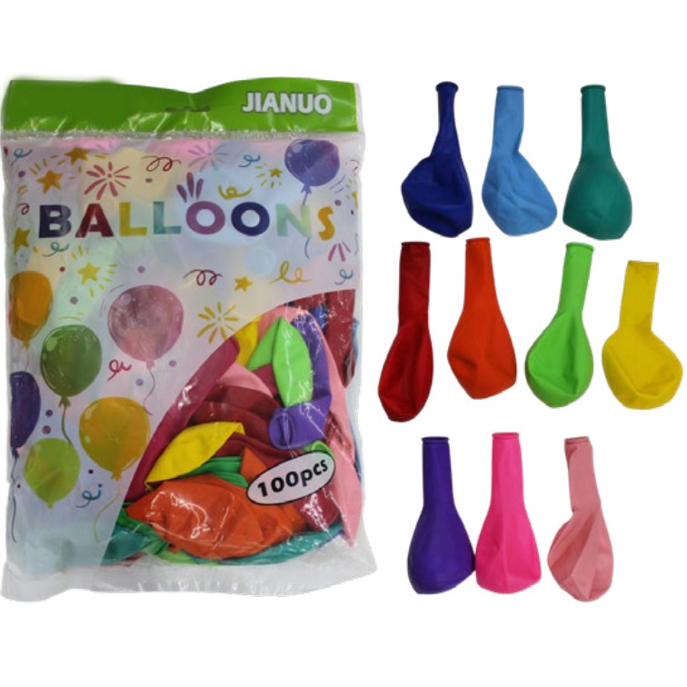 [EB-PT12230] Globo Mate Liso Látex 12" 100 pzas Colores Mezclados — Caja x100