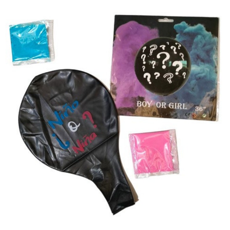 [EB-PT11674] Globo Látex Negro 36" para Gender Reveal con Polvo de Colores — Caja x500