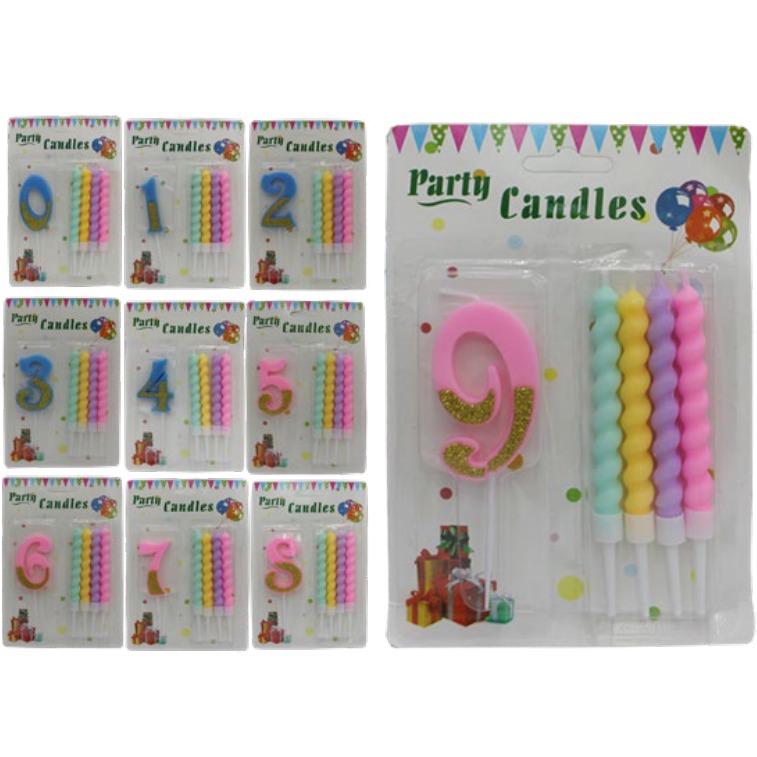 [EB-PT12212] Vela Número Cumpleaños 7 cm Multicolor con Bolitas 0-9 Infantil — Caja x288