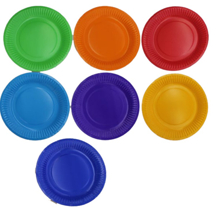 [EB-PT12237] Plato Desechable Cartón Liso 7" 10 pzas Colores Surtidos — Caja x500