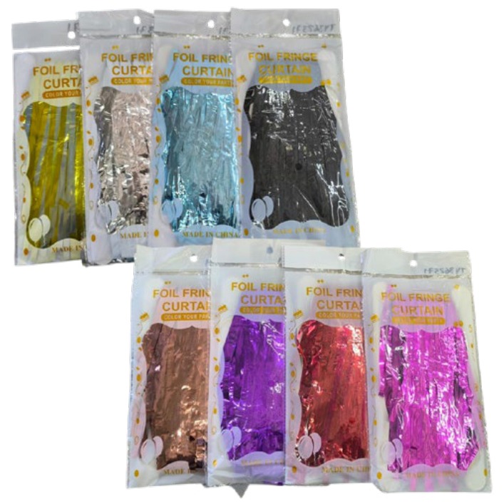 [EB-TY362371] Cortina Foil Metálica para Fiesta 1x1.96 m Colores para Fondo — Caja x600