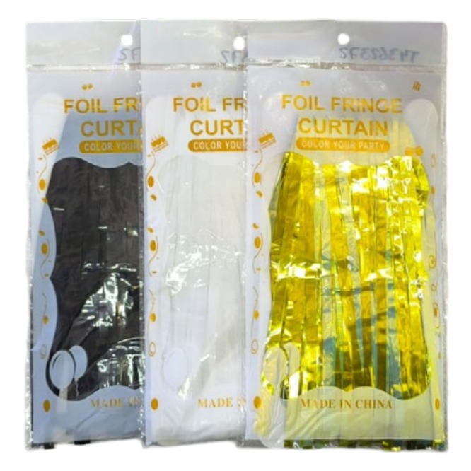 [EB-TY362372] Cortina Foil Metálica para Fiesta 1x1.96 m Varios Colores — Caja x600