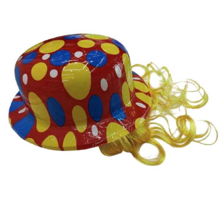 [EB-PT11712] Sombrero Fiesta con Peluca Estampado 26x23x8 cm para Disfraces — Caja x720