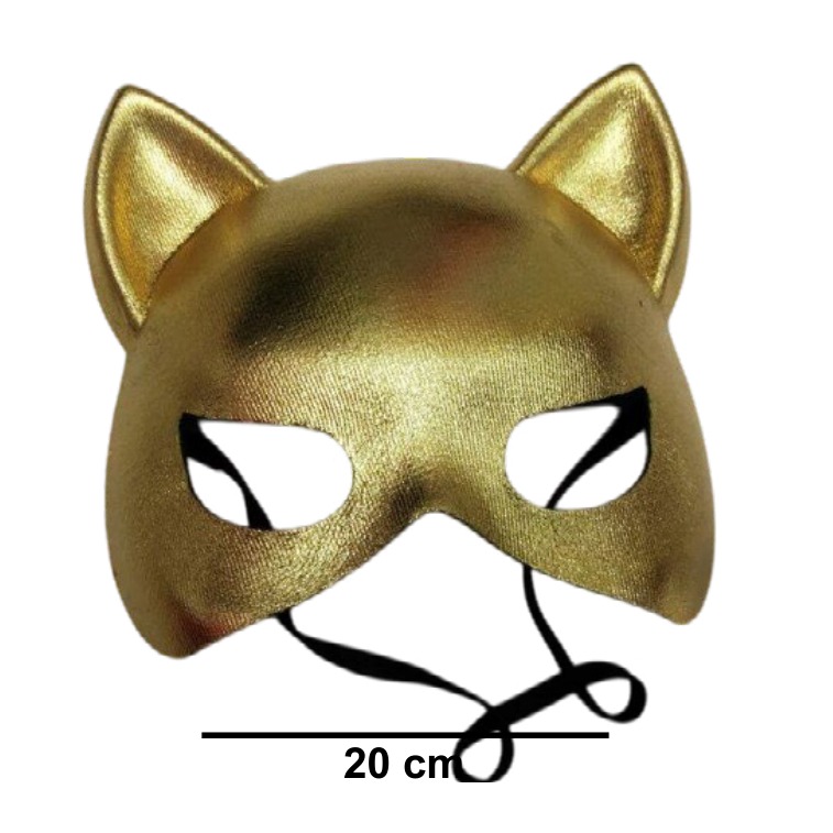 [EB-PT11661] Antifaz Gato Dorado 20 cm para Mascarada y Halloween — Caja x600