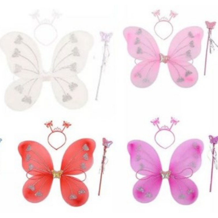 [EB-PT12245] Alas Mariposa Disfraz Niña con Varita y Diadema Set 3 pzas — Caja x300