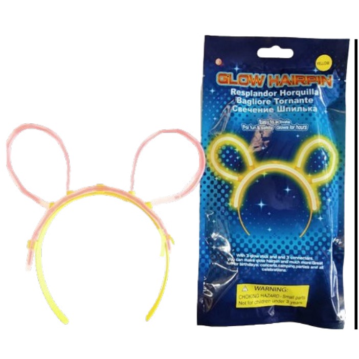 [EB-PT10908] Diadema Glow Orejas Conejo Fluorescente 14x29 cm Neón — Caja x216