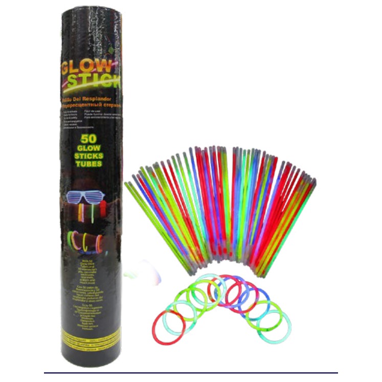 [EB-PT12235] Pulsera Glow Stick Fluorescente 20 cm 50 pzas para Festivales — Caja x100