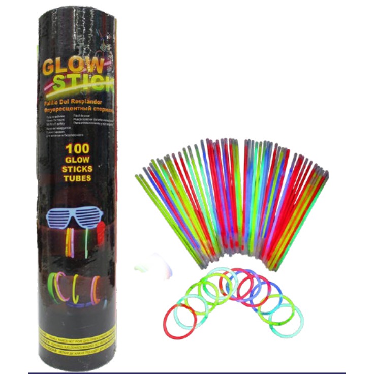 [EB-PT12236] Pulsera Glow Stick Fluorescente 20 cm 100 pzas para Eventos — Caja x50