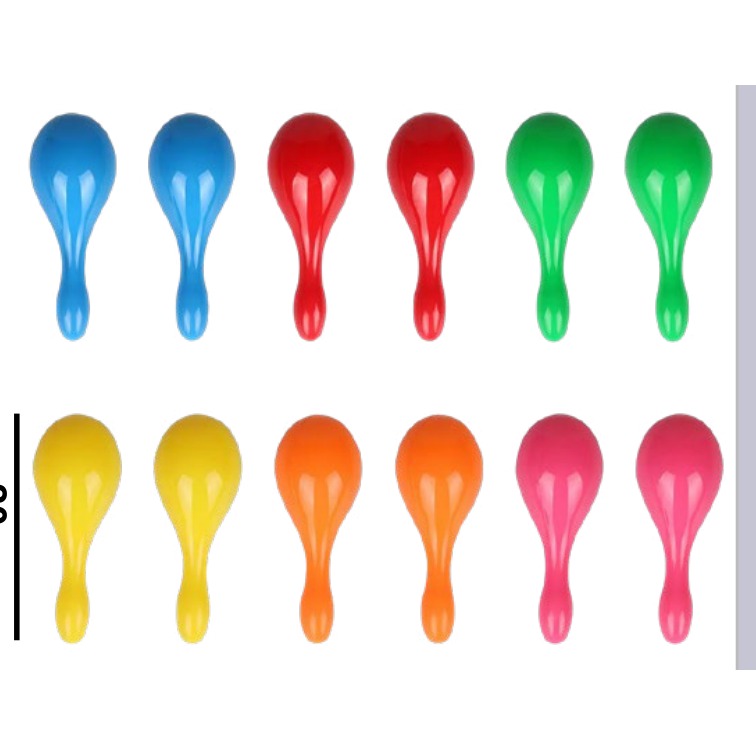 [EB-PT11737] Maracas de Plástico para Fiesta 2 pzas 20 cm Colores — Caja x120