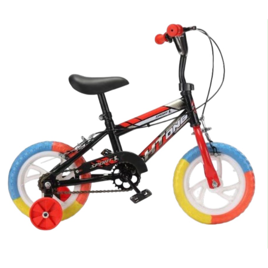 [EB-TY365878] Bicicleta Infantil Rodada 12 Negro Con Rojo con Rueditas