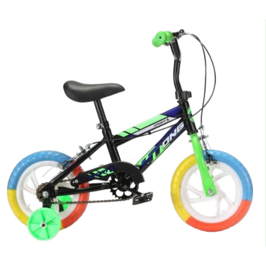 [EB-TY365879] Bicicleta Infantil Rodada 12 Negro Con Azul con Rueditas