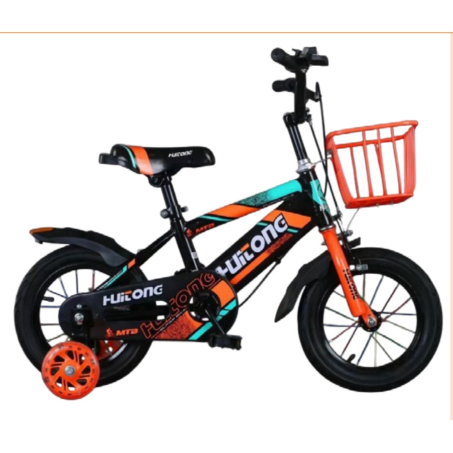 Bicicleta Infantil Rodada 18 Naranja con Rueditas