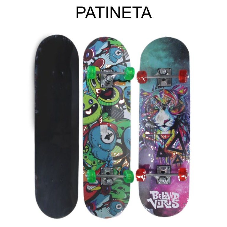 [EB-TY363151] Patineta Madera 780x200 mm Lija Ruedas Gel Graffiti x12pz