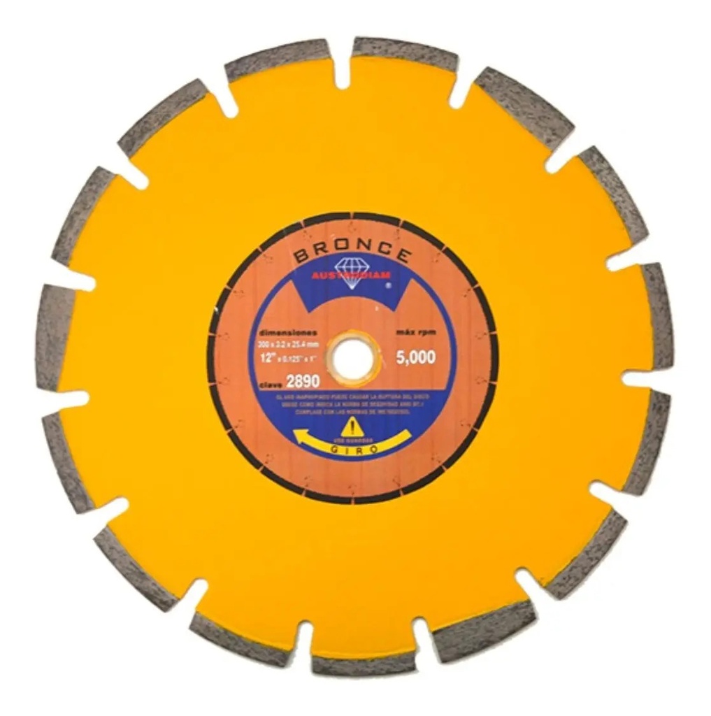 Disco 12" Asfalto Bronce AUX2890 Austromex para Corte y Desbaste