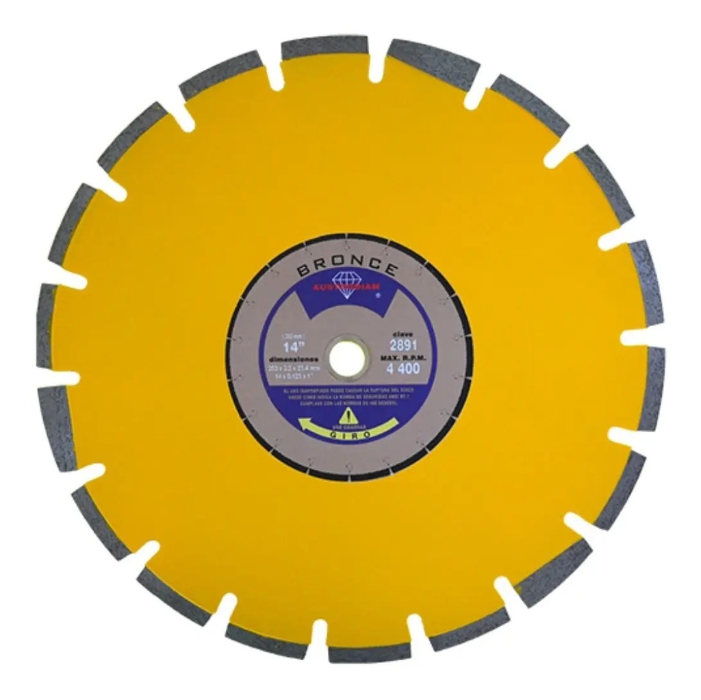 Disco 14" Humedo Concreto AUX2891 Austromex para Corte y Desbaste