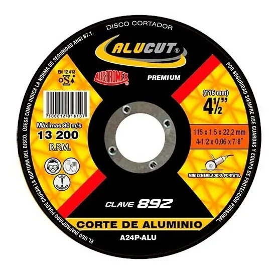 Disco 4-1/2" Alum AUX892 Austromex para Corte y Desbaste